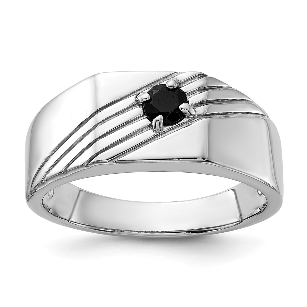 Sterling Silver Rhodium-plated Black Onyx Signet Men's Ring (QR7642-10)