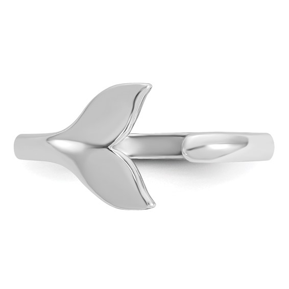 Sterling Silver Rhodium-plated Polished Whale Tail Ring