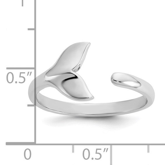 Sterling Silver Rhodium-plated Polished Whale Tail Ring