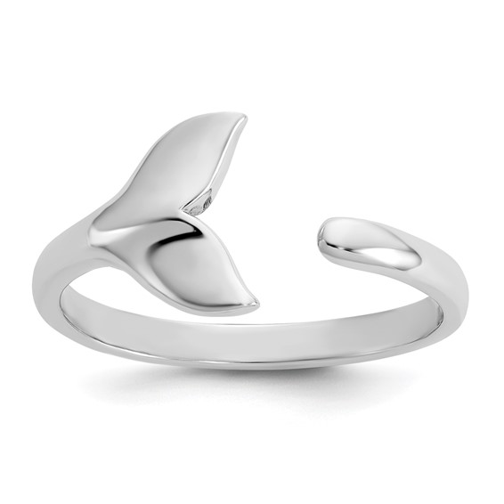 Sterling Silver Rhodium-plated Polished Whale Tail Ring