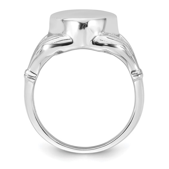 Sterling Silver Rhodium-plated Polished Claddagh Heart Ash Holder Size 7 Ring