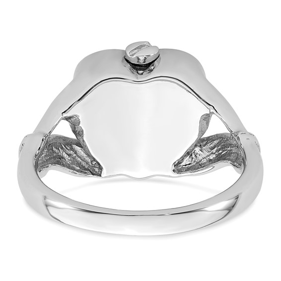 Sterling Silver Rhodium-plated Polished Claddagh Heart Ash Holder Size 7 Ring