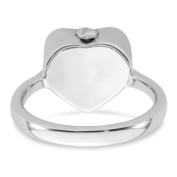 Sterling Silver Rhodium-plated Enameled Heart With Wings FOREVER IN MY HEART (Inside) Ash Holder Size 6 Ring