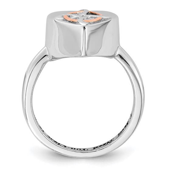 Sterling Silver Rhodium-plated with Rose-tone Circle Celtic Heart I STILL NEED YOU CLOSE TO ME (Inside) Ash Holder Size 7 Ring