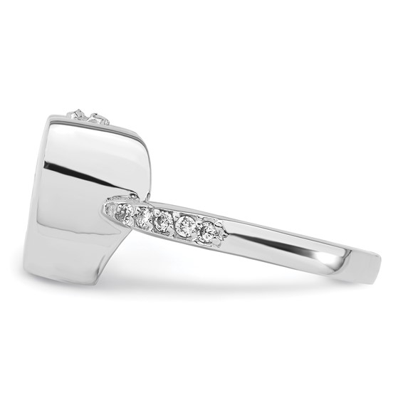 Sterling Silver Rhodium-plated CZ Shank Heart Enameled Paw Print FOREVER IN MY HEART (Inside) Ash Holder Size 6 Ring