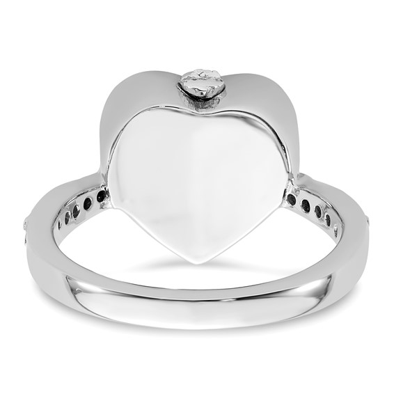 Sterling Silver Rhodium-plated CZ Shank Heart Enameled Paw Print FOREVER IN MY HEART (Inside) Ash Holder Size 6 Ring