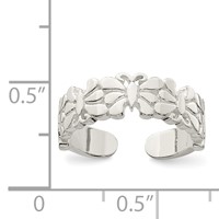 Sterling Silver Polished Butterflies Toe Ring view 3