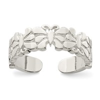 Sterling Silver Polished Butterflies Toe Ring view 1