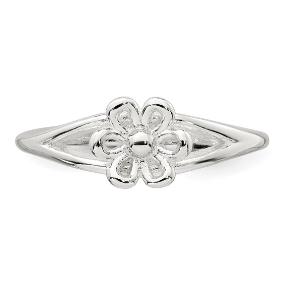 Sterling Silver Polished Flower Toe Ring