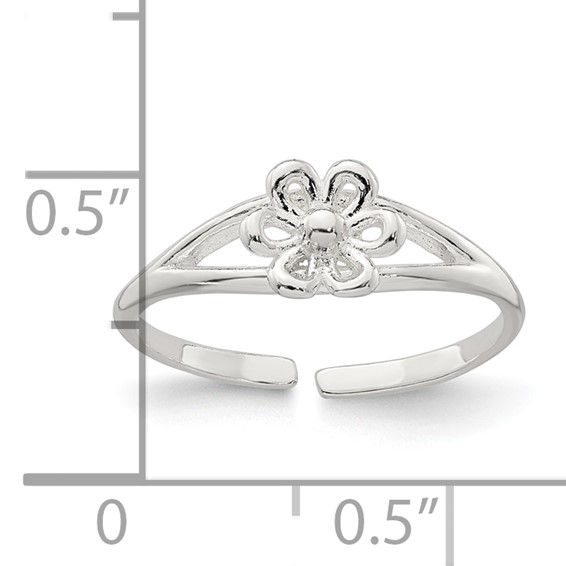 Sterling Silver Polished Flower Toe Ring