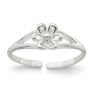 Sterling Silver Polished Flower Toe Ring