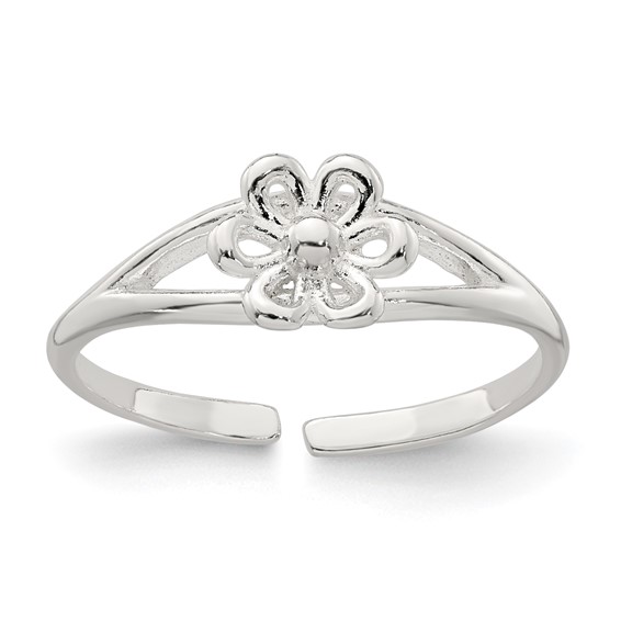 Sterling Silver Polished Flower Toe Ring