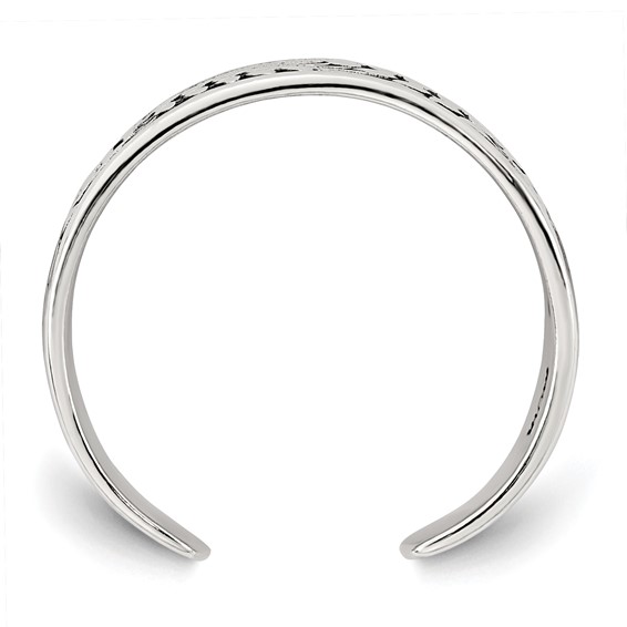 Sterling Silver Polished and Antiqued Rose and Leaf Pattern Toe Ring