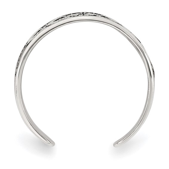 Sterling Silver Polished and Antiqued Moon and Star Toe Ring