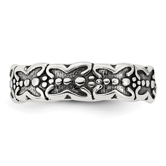 Sterling Silver Polished and Antiqued Butterfly Toe Ring