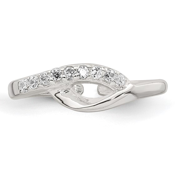 Sterling Silver Polished Fancy CZ Adjustable Toe Ring