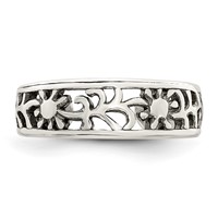 Sterling Silver Antiqued Floral Toe Ring view 5