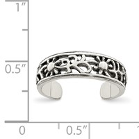 Sterling Silver Antiqued Floral Toe Ring view 3