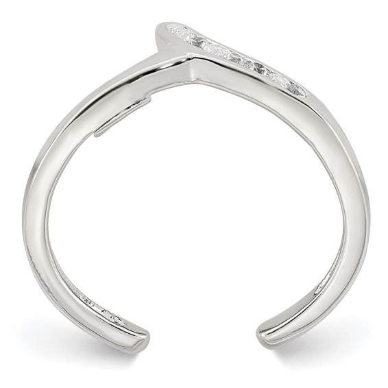 Sterling Silver Polished CZ Toe Ring