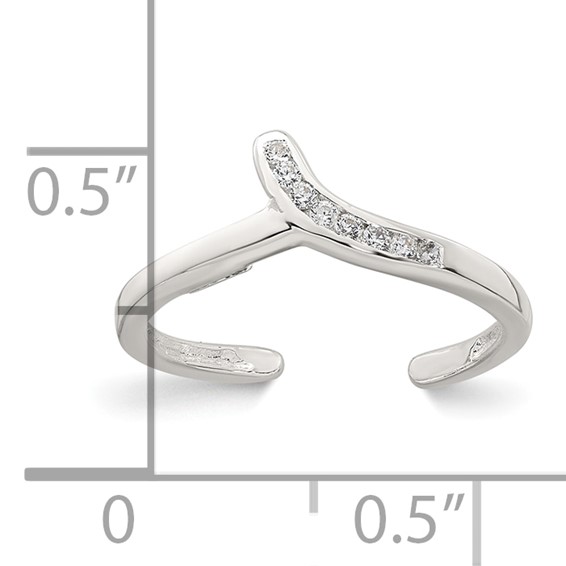 Sterling Silver Polished CZ Toe Ring