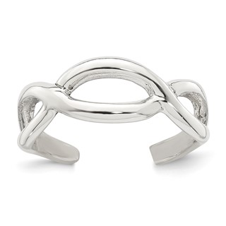 Sterling Silver Polished Criss Cross Adjustable Toe Ring