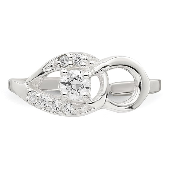Sterling Silver Polished CZ Fancy Toe Ring