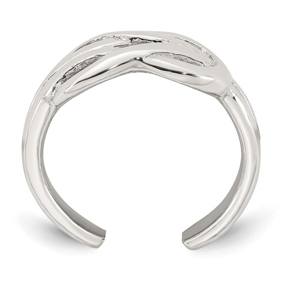 Sterling Silver Polished Knot Infinity Adjustable Toe Ring