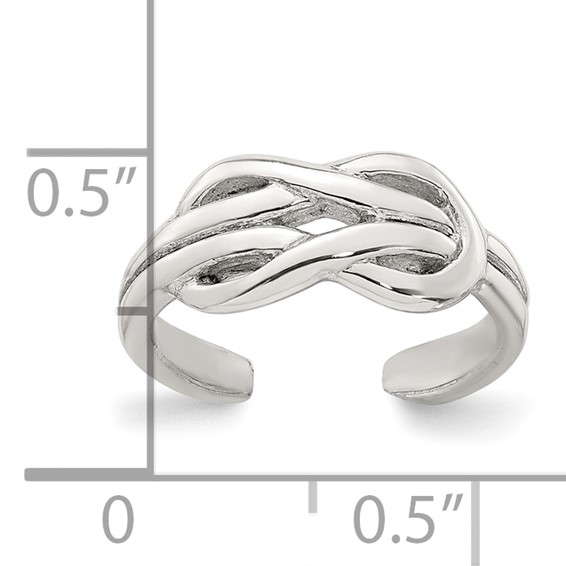 Sterling Silver Polished Knot Infinity Adjustable Toe Ring
