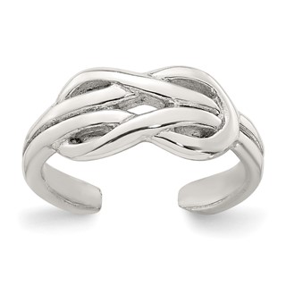 Sterling Silver Polished Knot Infinity Adjustable Toe Ring