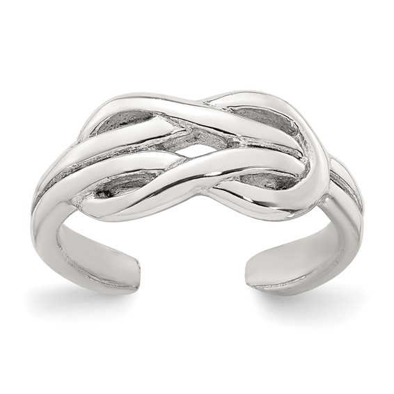 Sterling Silver Polished Knot Infinity Adjustable Toe Ring
