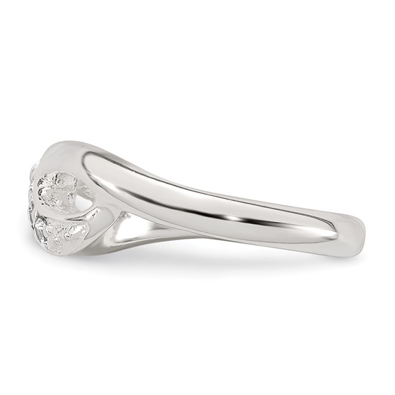 Sterling Silver Polished CZ Infinity Adjustable Toe Ring