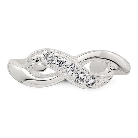 Sterling Silver Polished CZ Infinity Adjustable Toe Ring