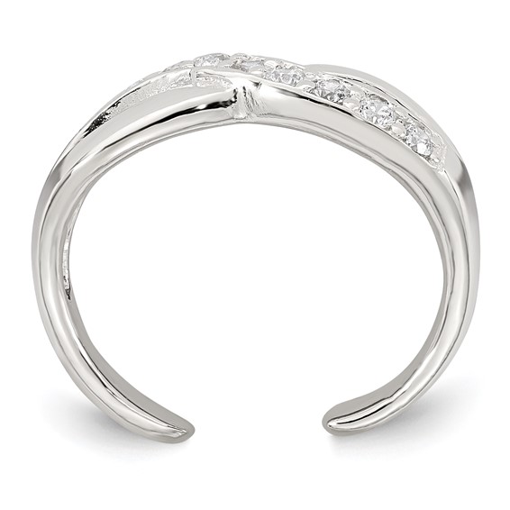Sterling Silver Polished CZ Infinity Adjustable Toe Ring