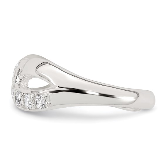 Sterling Silver Polished CZ Infinity Adjustable Toe Ring