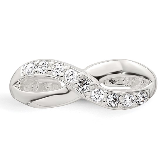 Sterling Silver Polished CZ Infinity Adjustable Toe Ring