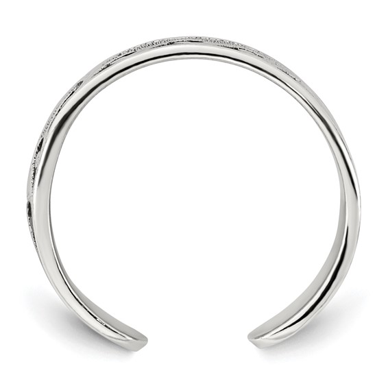 Sterling Silver Polished and Antiqued Waves Toe Ring