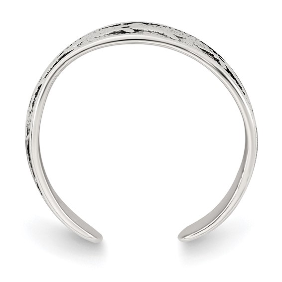 Sterling Silver Polished and Antiqued Dolphin Toe Ring