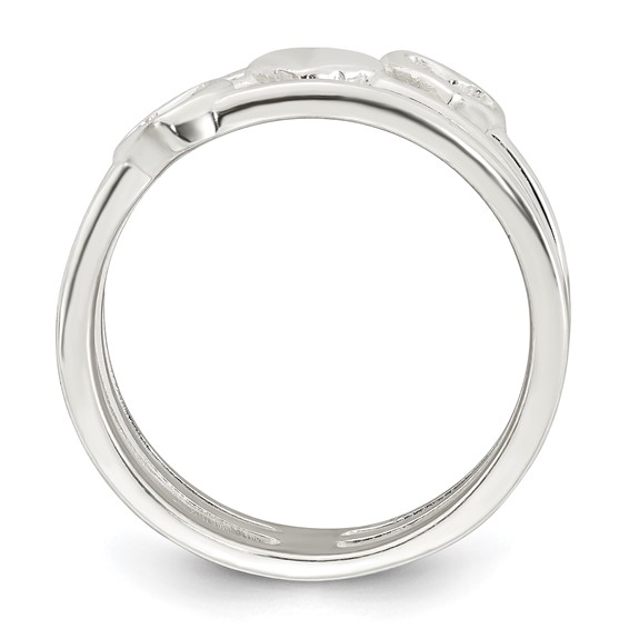 Sterling Silver Polished Hearts Three Band Size 6 Ring