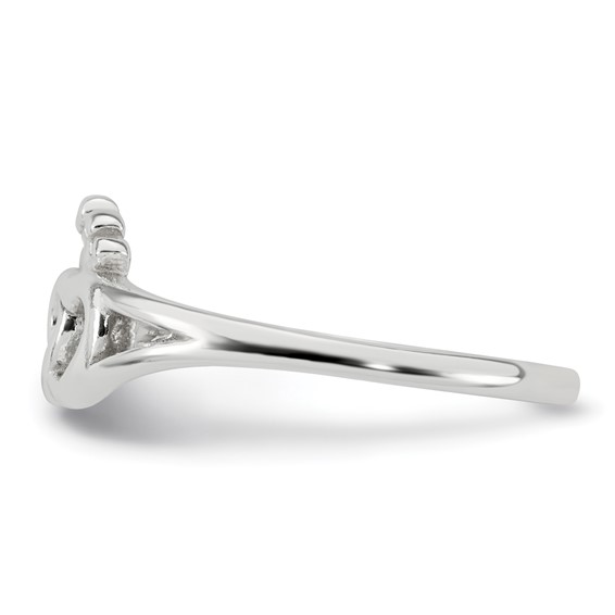 Sterling Silver Polished Interlocking Hearts With Crown Ring