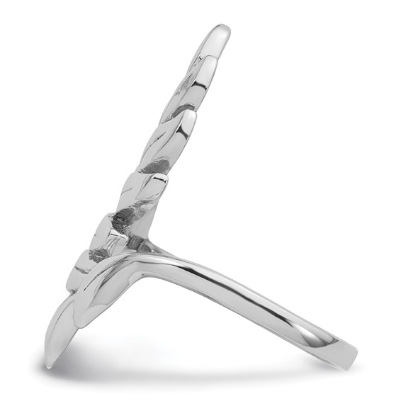 Sterling Silver Rhodium-plated Polished Leaf Size 6 Ring