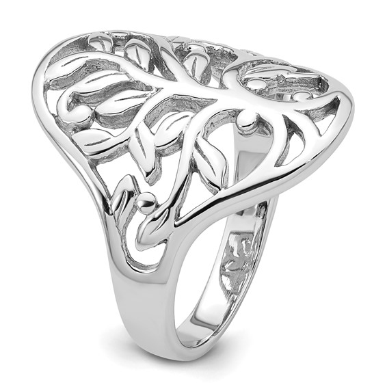 Sterling Silver Rhodium-plated Polished Fancy Tree Size 6 Ring