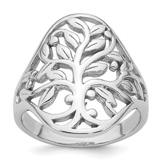 Sterling Silver Rhodium-plated Polished Fancy Tree Size 6 Ring