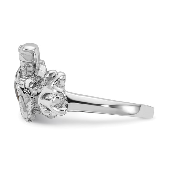 Sterling Silver Rhodium-plated Polished Abalone Sea Turtle Size 7 Ring