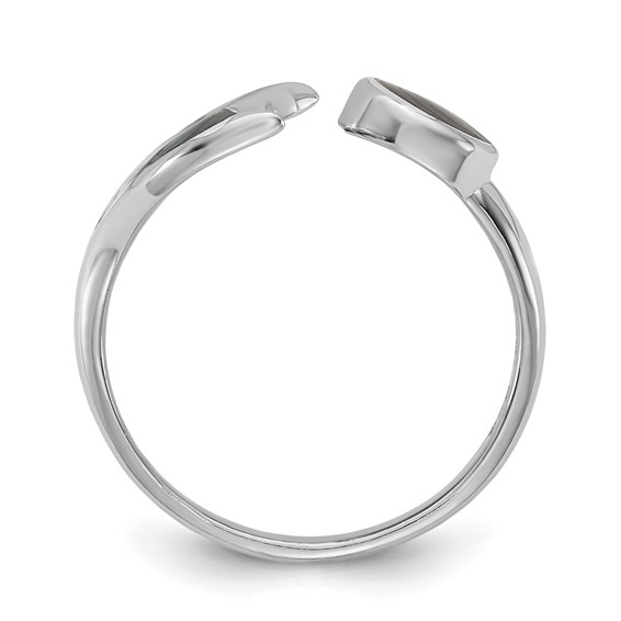 Sterling Silver Rhodium-plated Polished Abalone Whale Tail Size 6 Ring