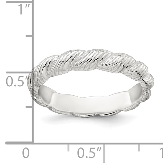 Sterling Silver Polished and Grooved Twisted Band Size 8 Ring