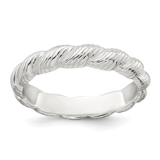 Sterling Silver Polished and Grooved Twisted Band Size 8 Ring