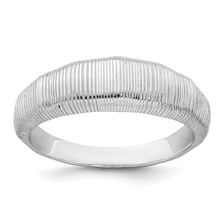 Sterling Silver Polished and Grooved Size 7 Ring