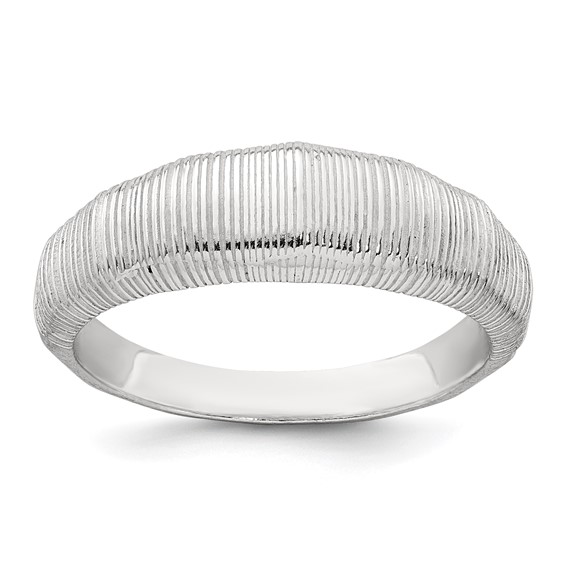 Sterling Silver Polished and Grooved Size 7 Ring