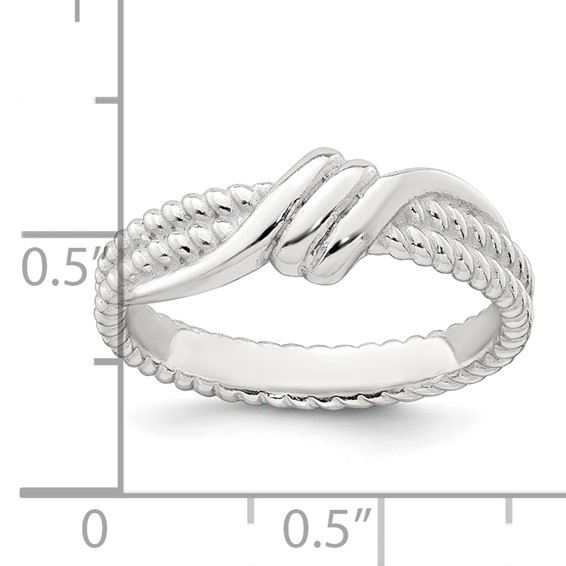 Sterling Silver Polished and Textured Fancy Twisted Size 8 Ring