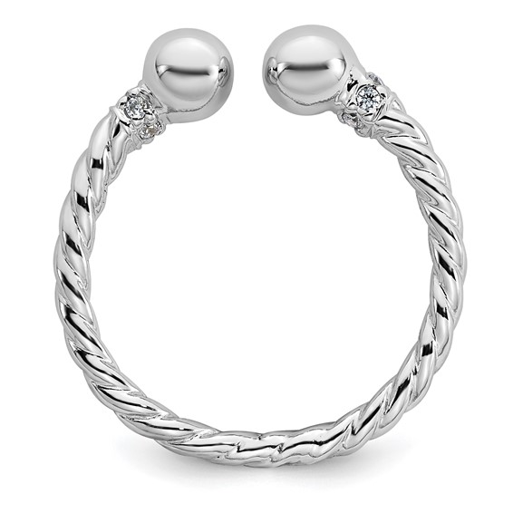 Sterling Silver Twisted CZ Ring